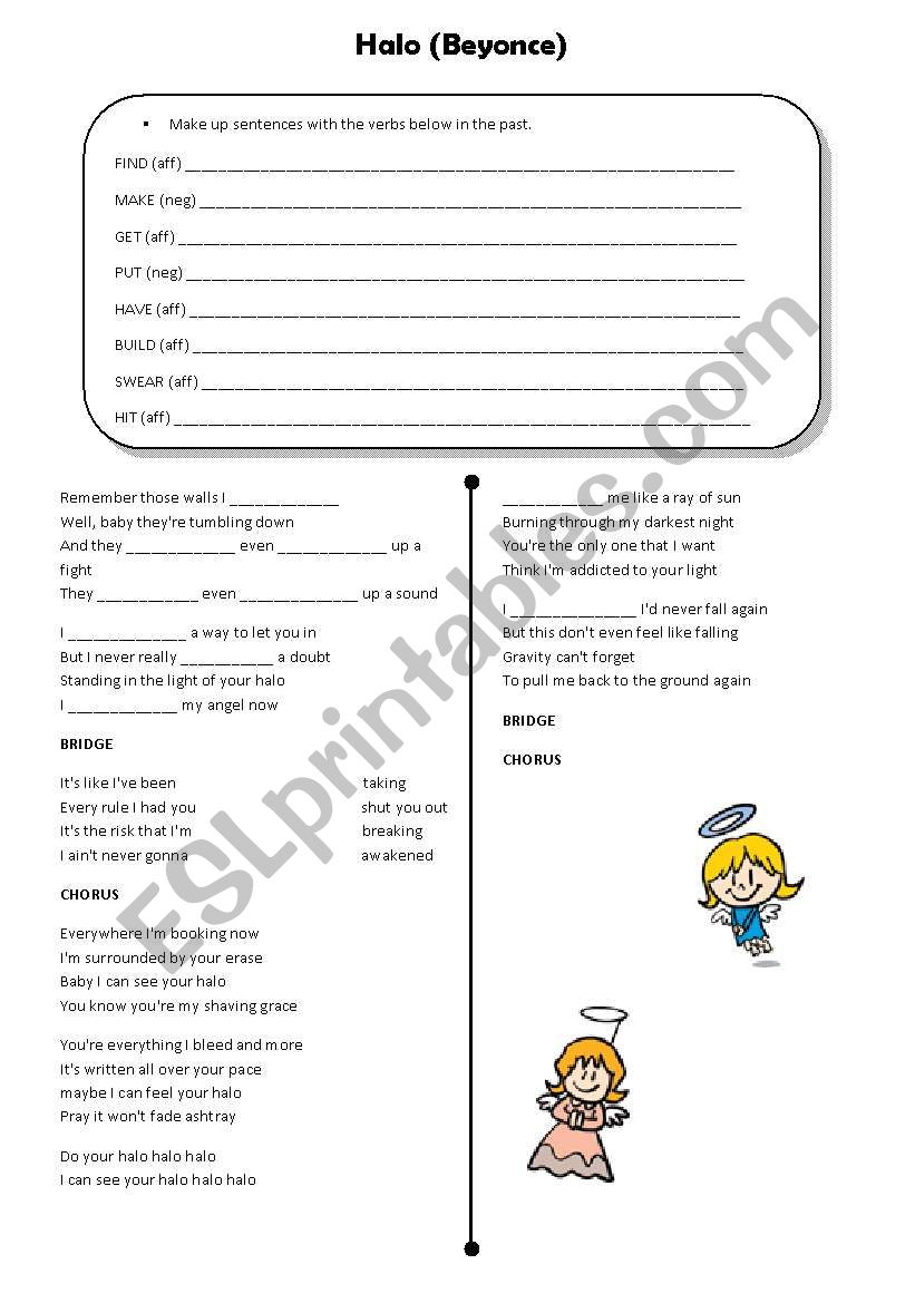 Halo by Beyonce worksheet