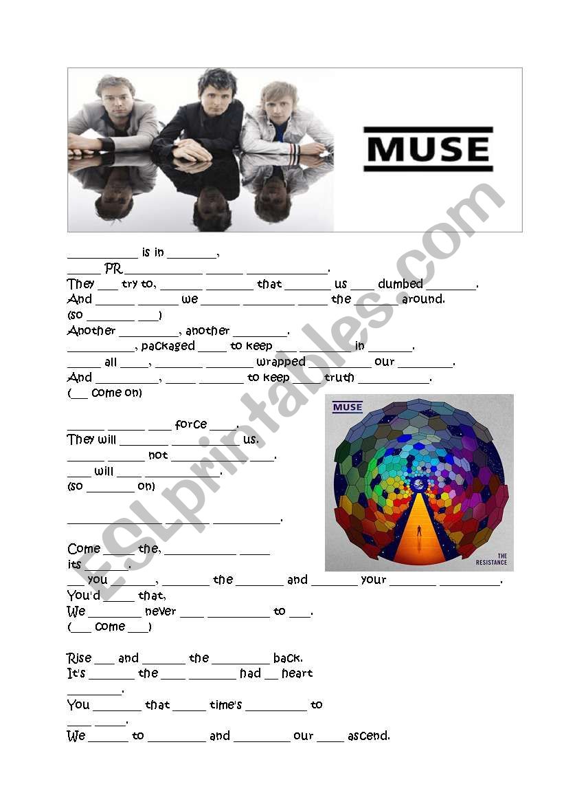 Uprising fill-in-the-blank song (from MUSE) + exercises