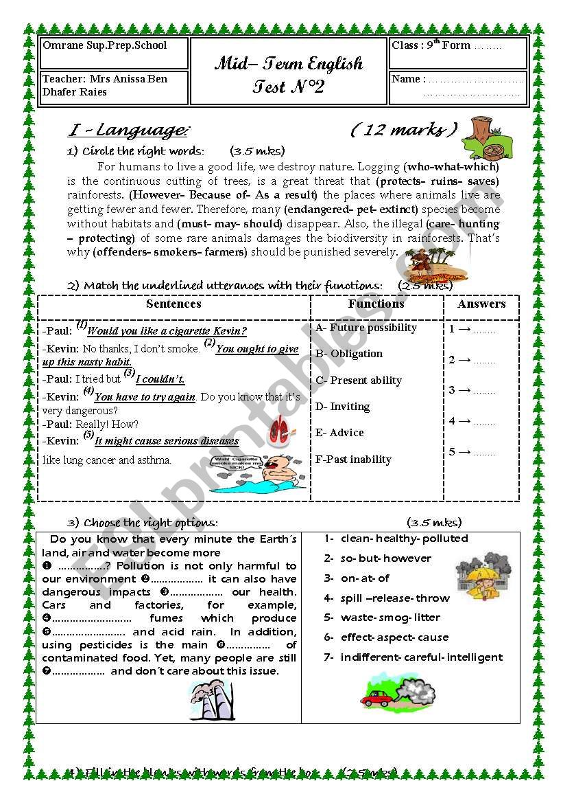 9th midterm test 2 worksheet