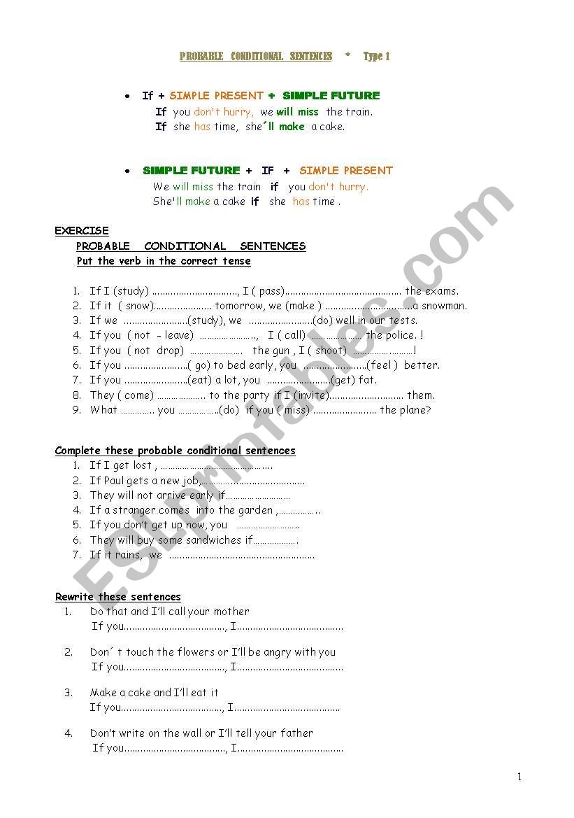 Probable conditional sentences