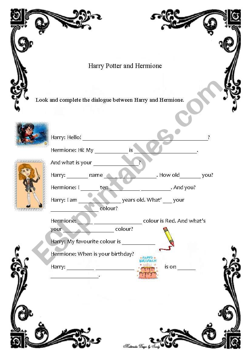 Harry Potter dialogue worksheet