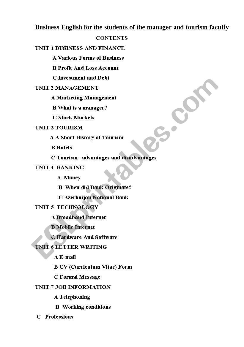 management worksheet