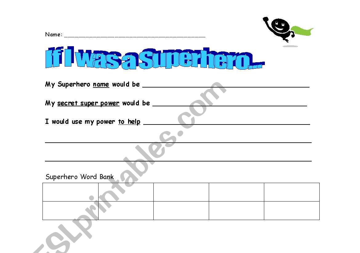 If I Was a Superhero worksheet