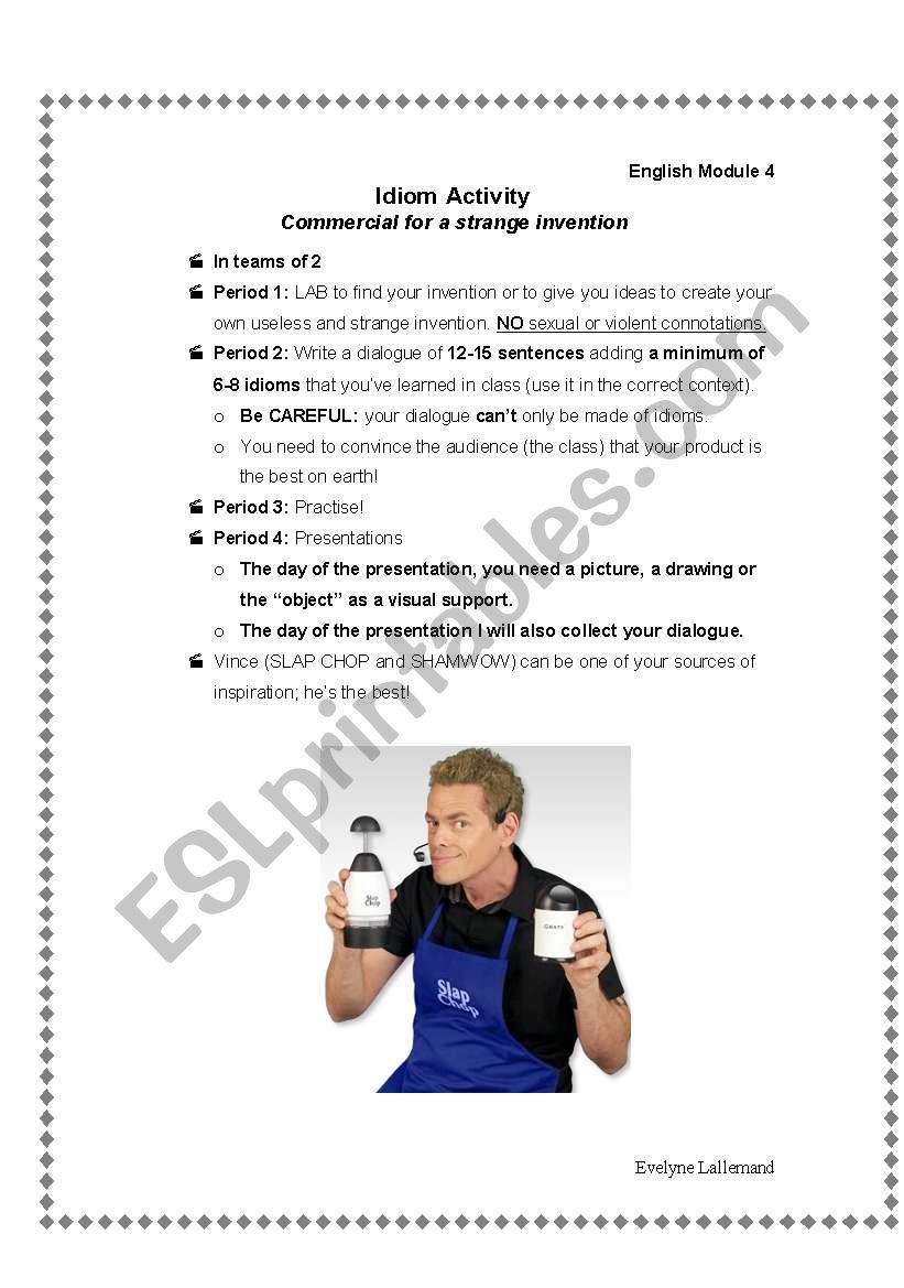 Commercial idiom activity worksheet