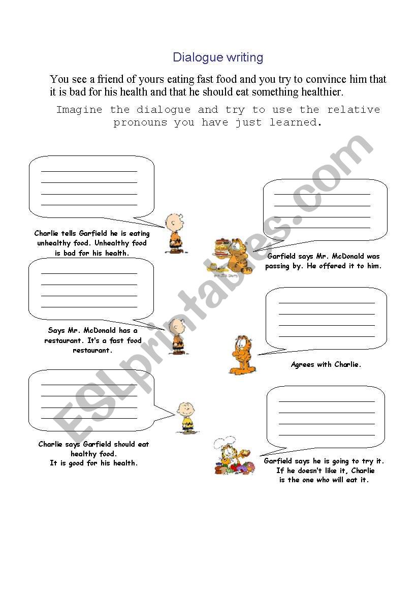 Food and Relative Clauses  worksheet
