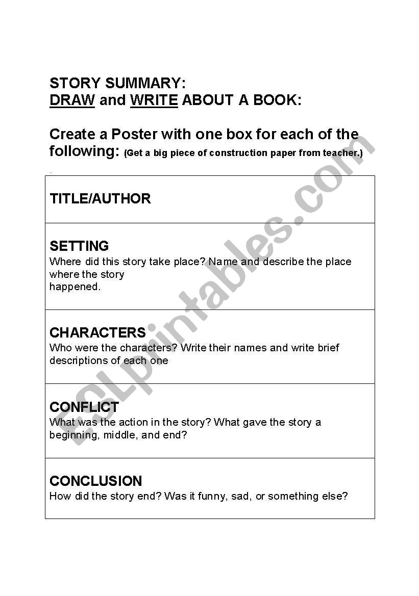 Story Summary Poster worksheet