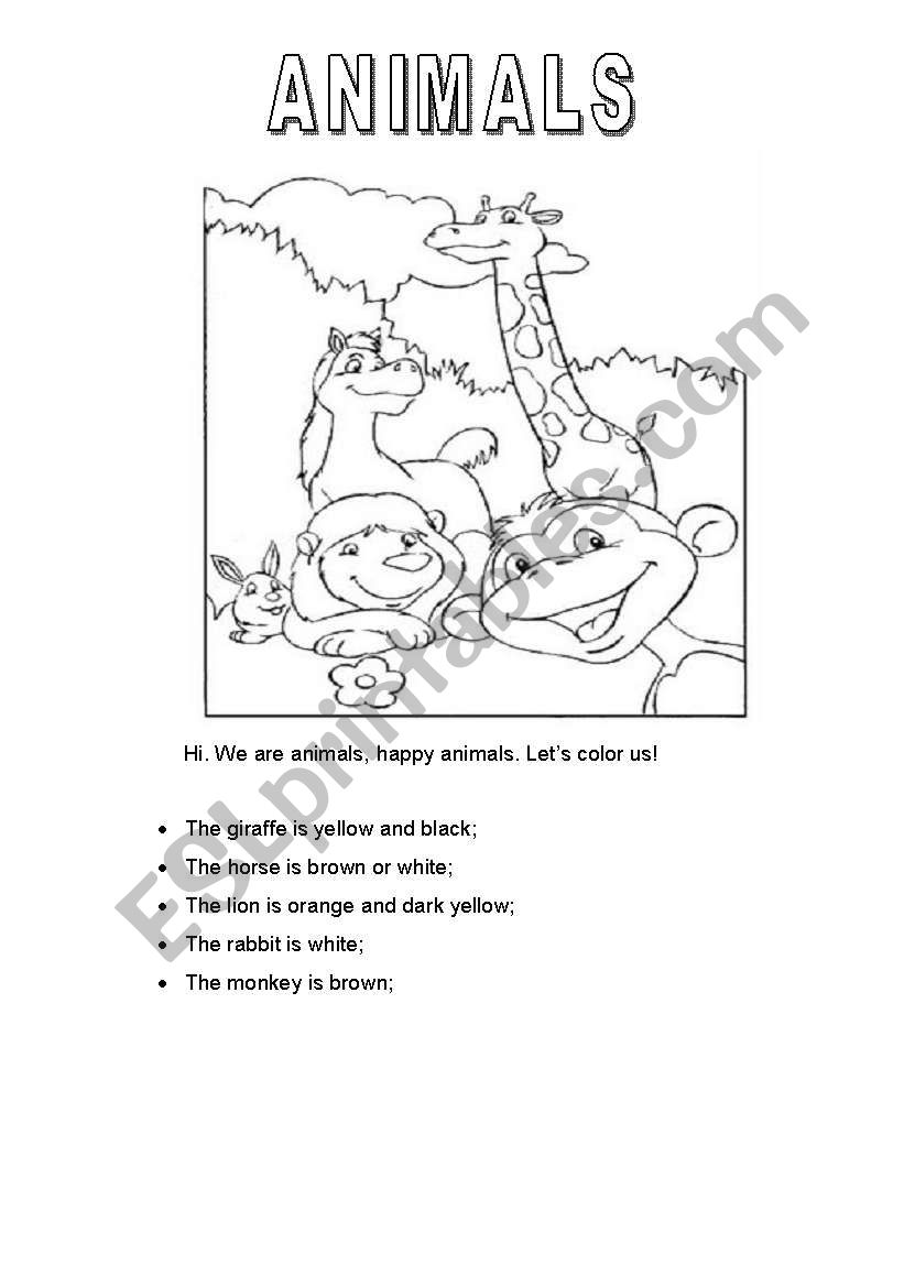 Animals worksheet