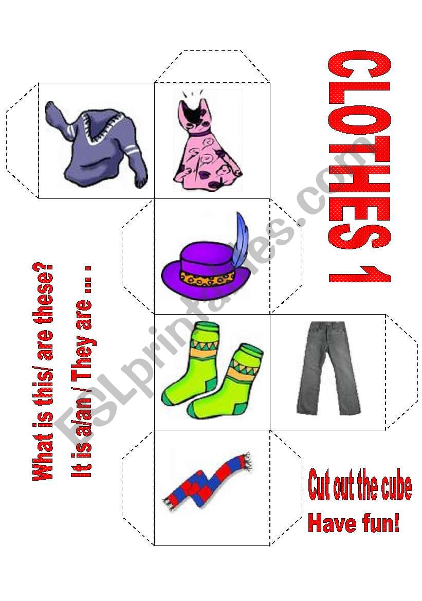 CLOTHES CUBE 1 -2 worksheet