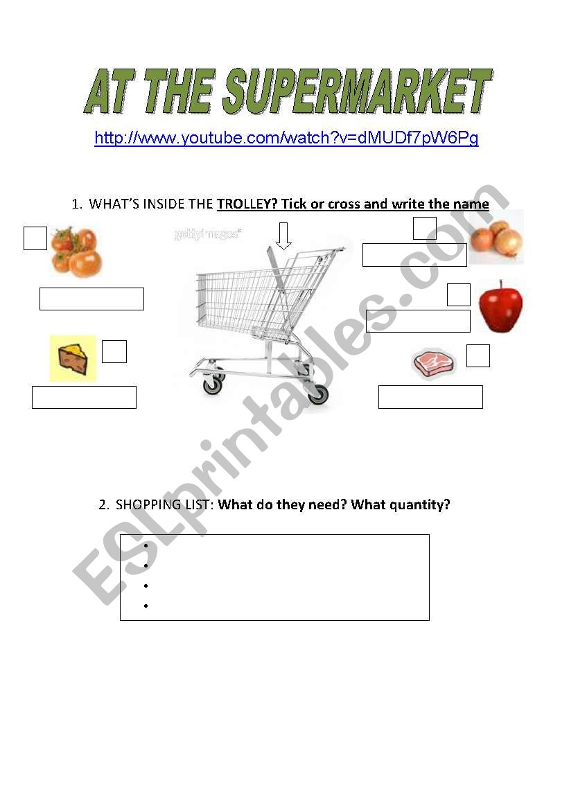 at the supermarket video worksheet