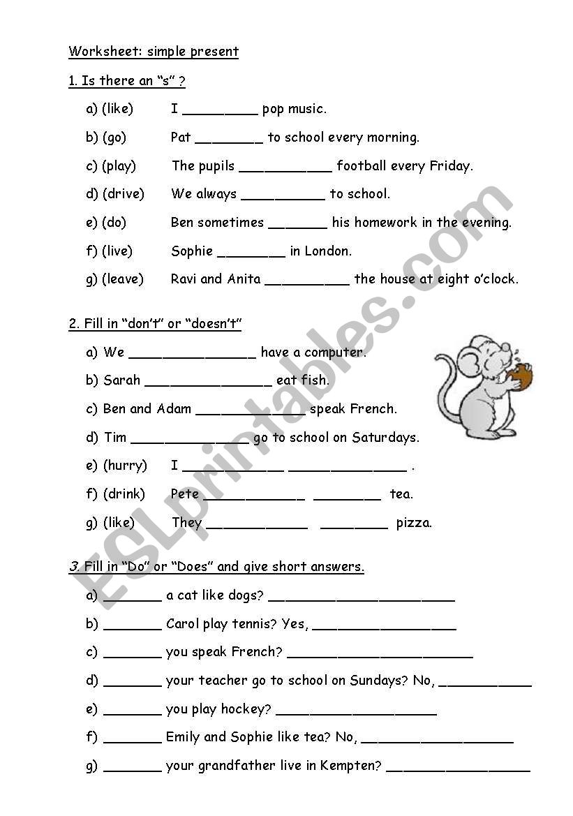 Worksheet simple present worksheet