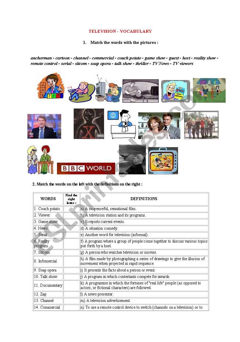 TELEVISION  worksheet