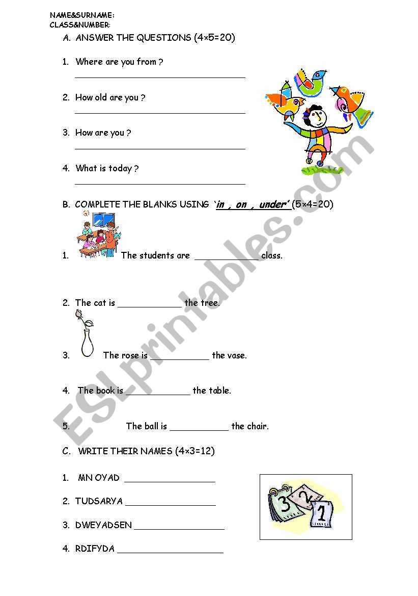 quiz for young learners worksheet