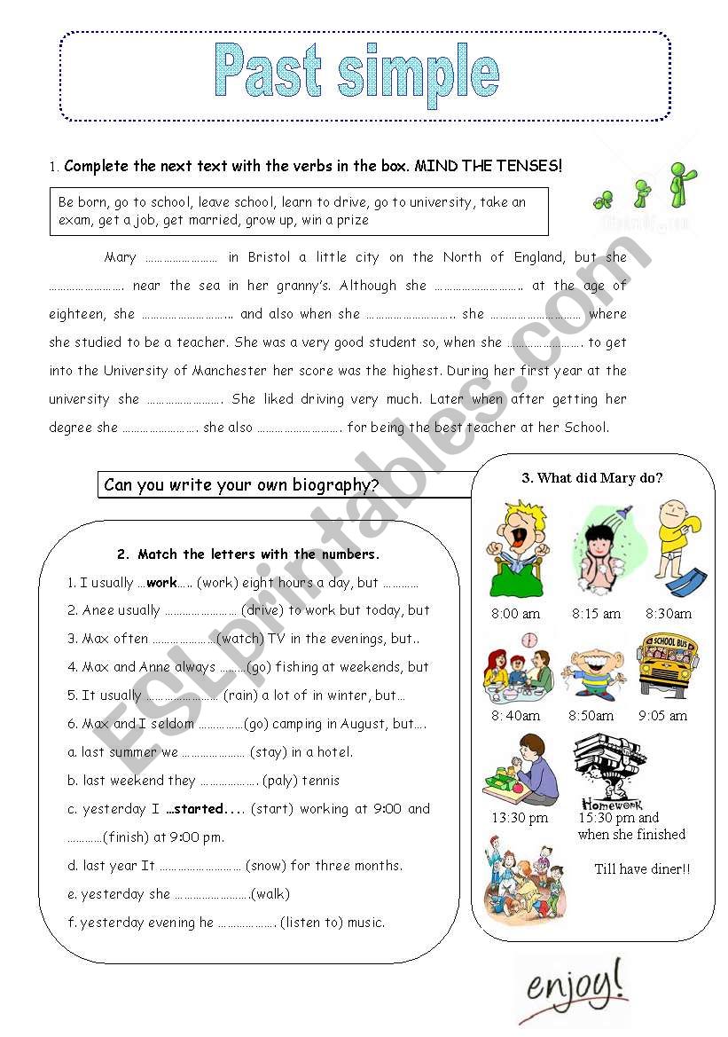 Past simple worksheet
