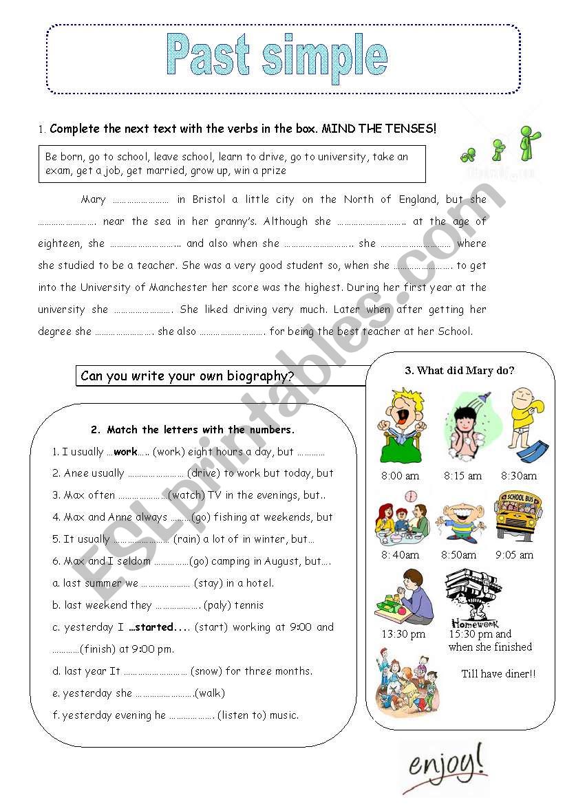 Past simple worksheet