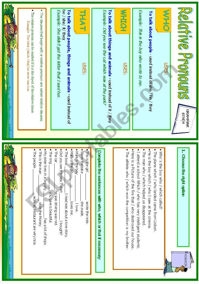 Relative pronouns worksheet