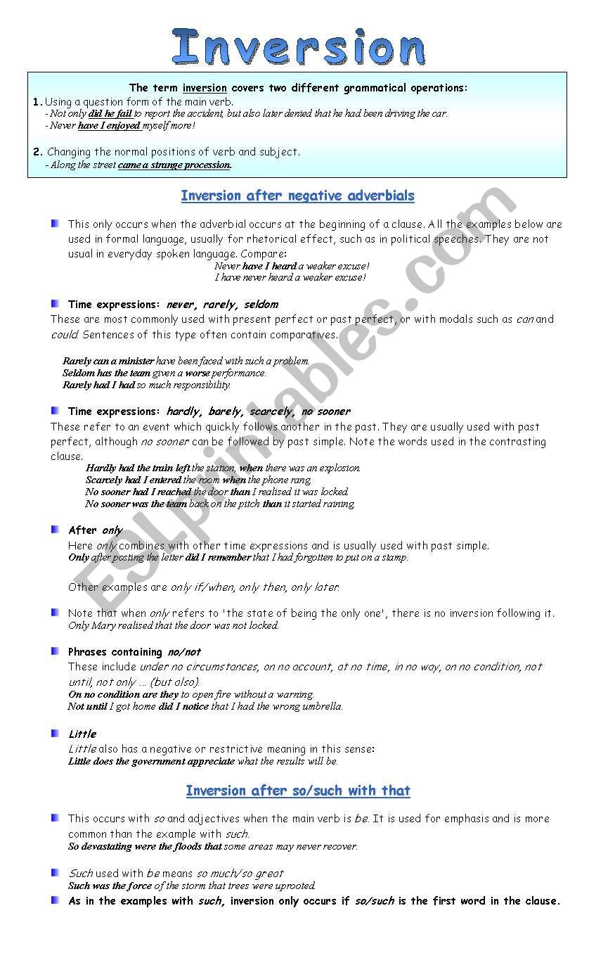 Inversion worksheet