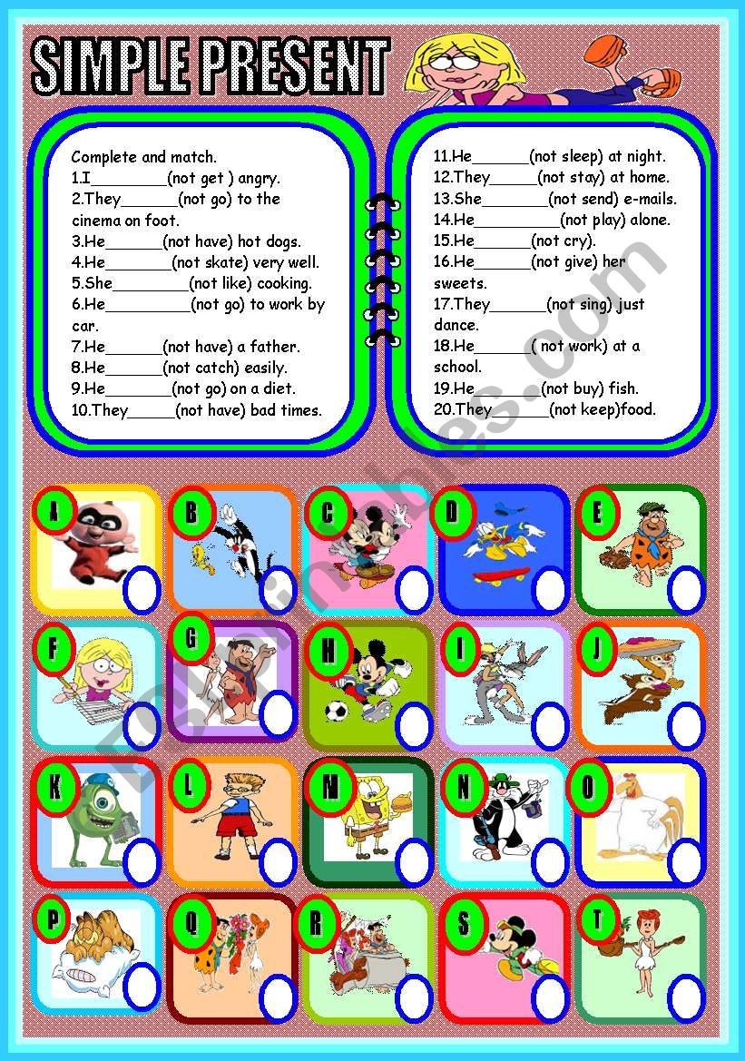 SIMPLE PRESENT:NEGATIVE FORM worksheet