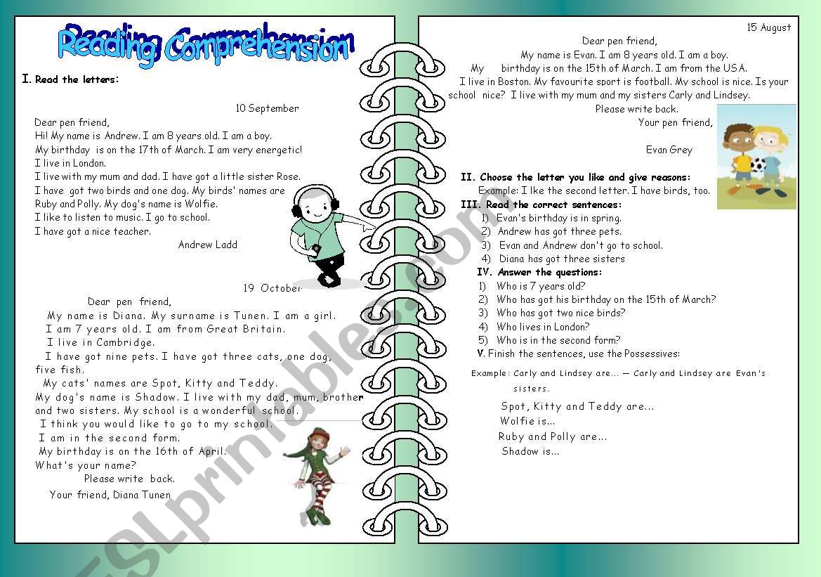 Reading comprehension worksheet
