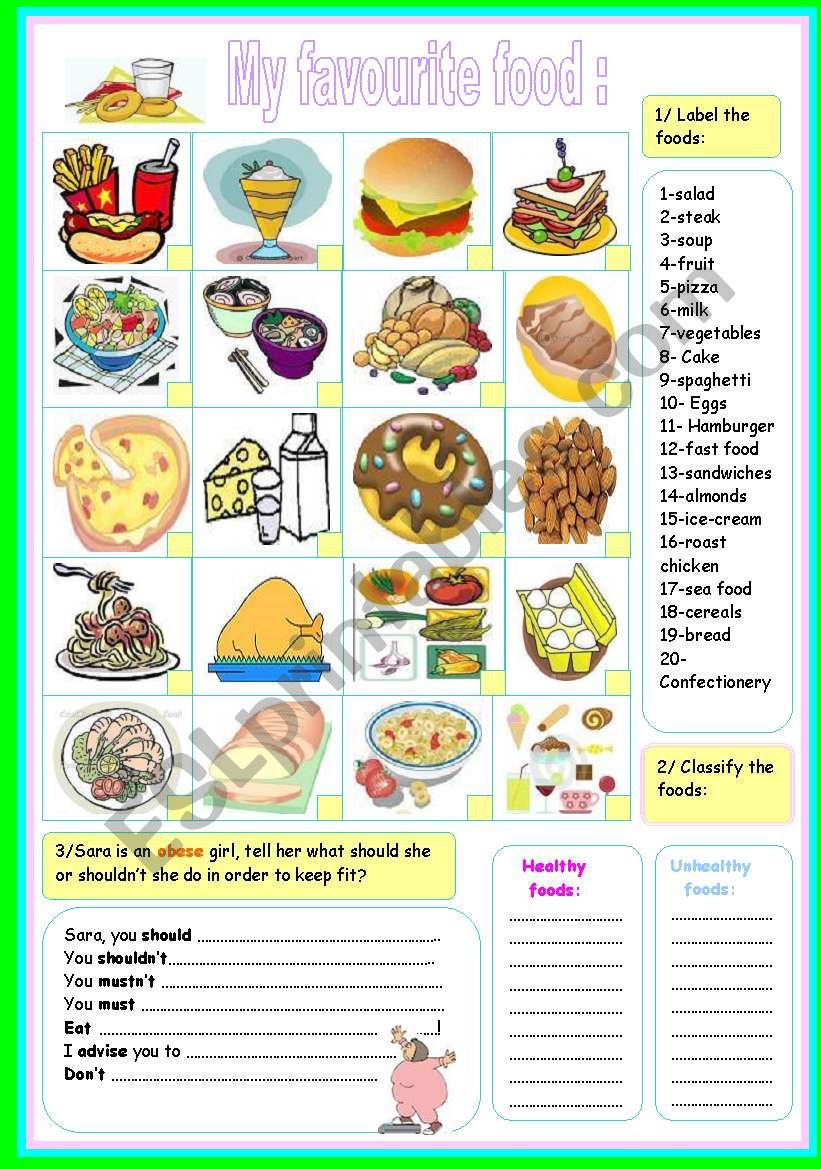 my favourite food! - ESL worksheet by ben 10