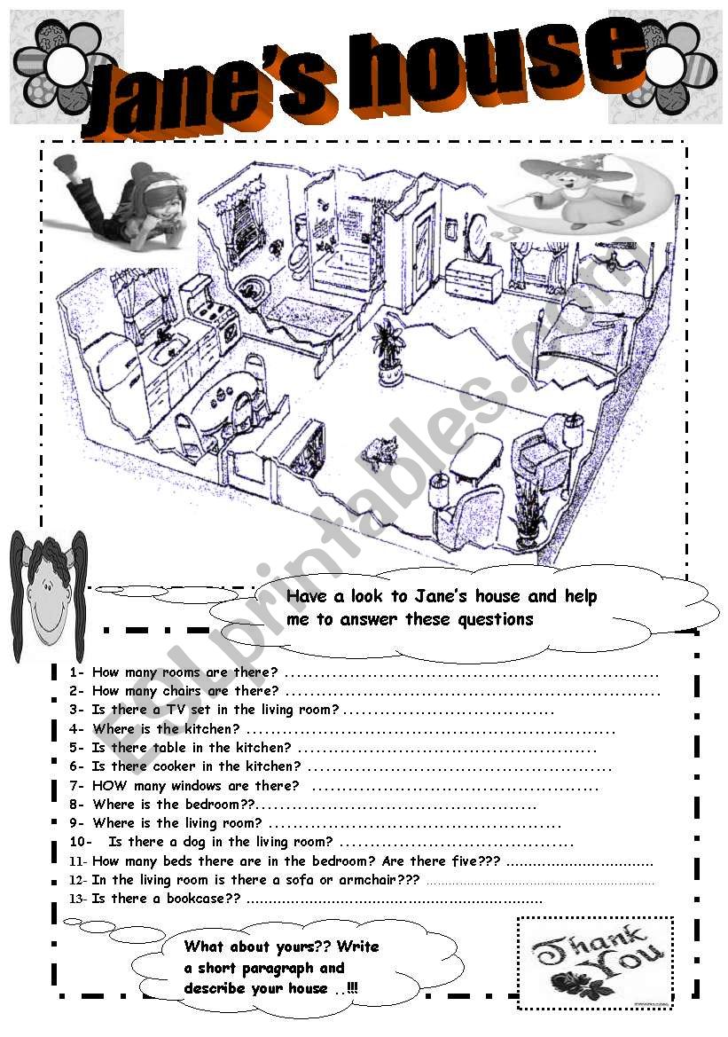 describing house  ( it is  W/ B printable )