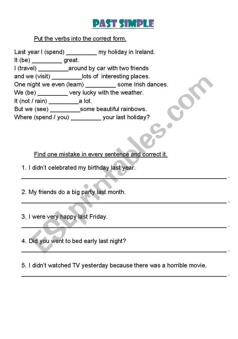 Past Simple worksheet