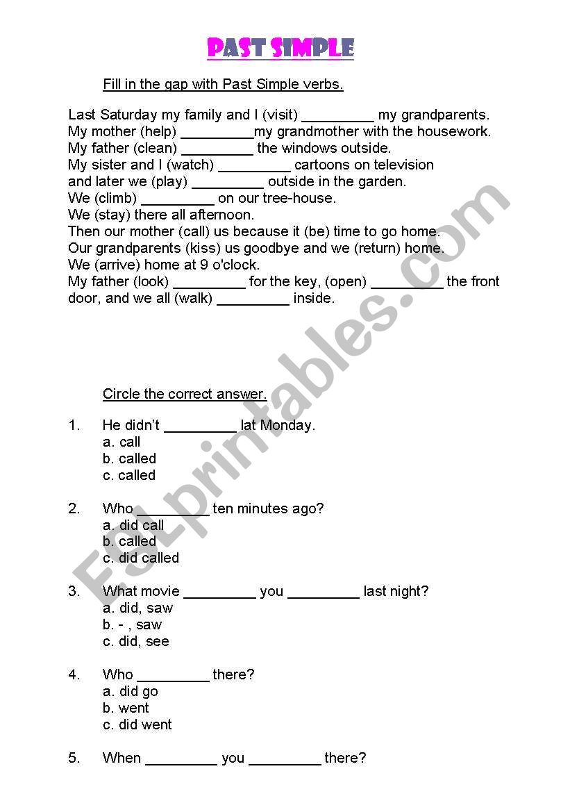 Past Simple worksheet