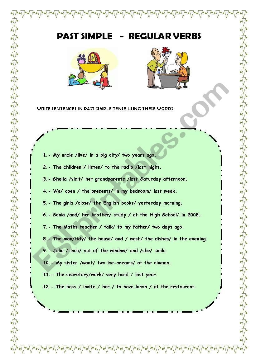 PAST SIMPLE- regular verbs worksheet