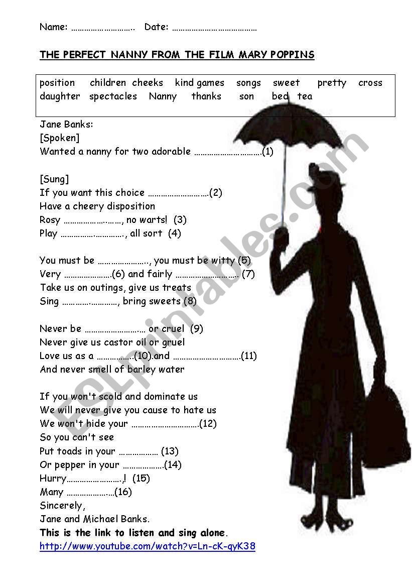 the perfect nanny worksheet