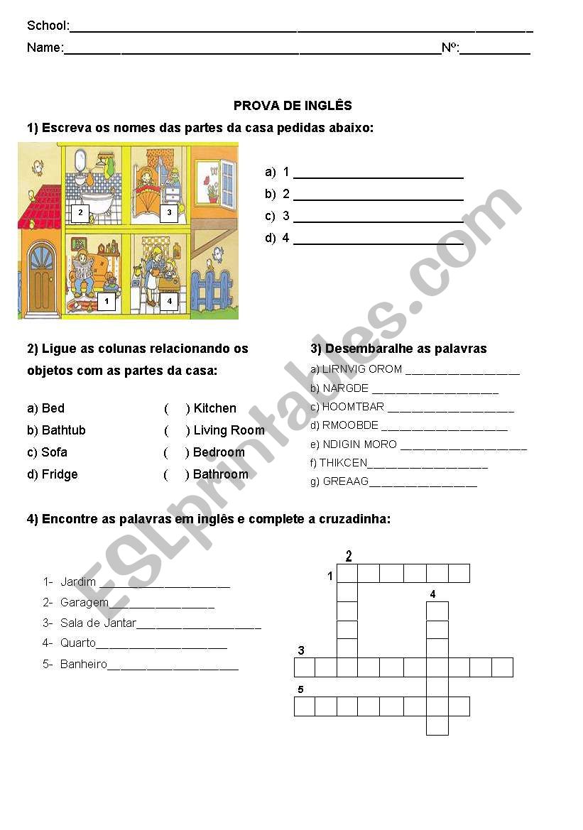 Parts of the House worksheet