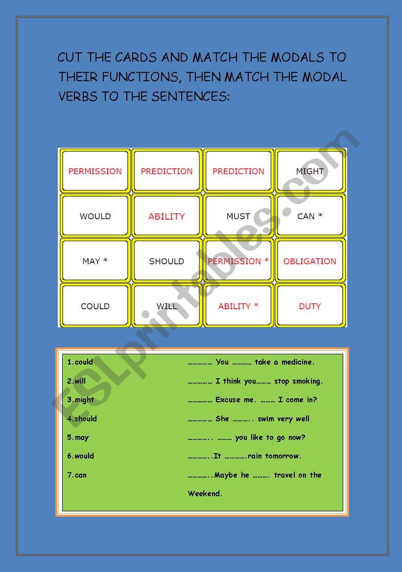Modals Examples And Their Functions - Printable Templates Free