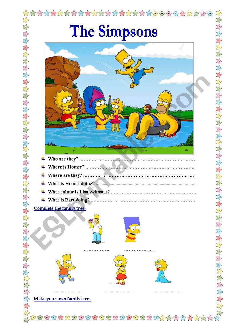 the simpsons worksheet