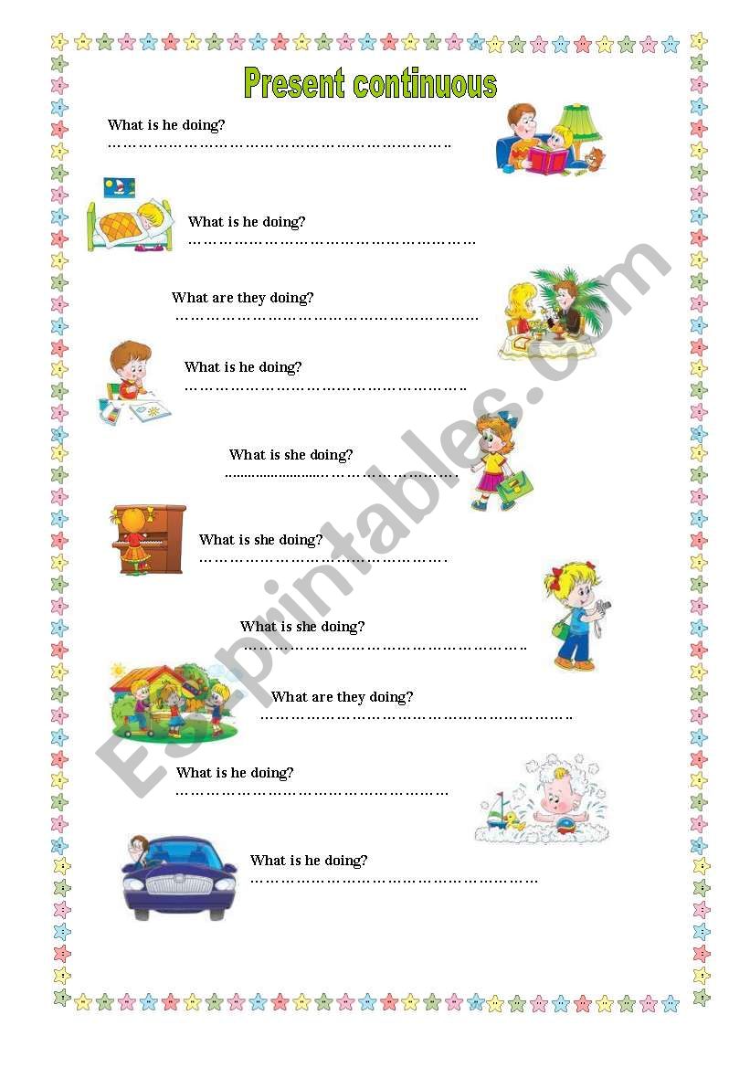 present cotiuous worksheet