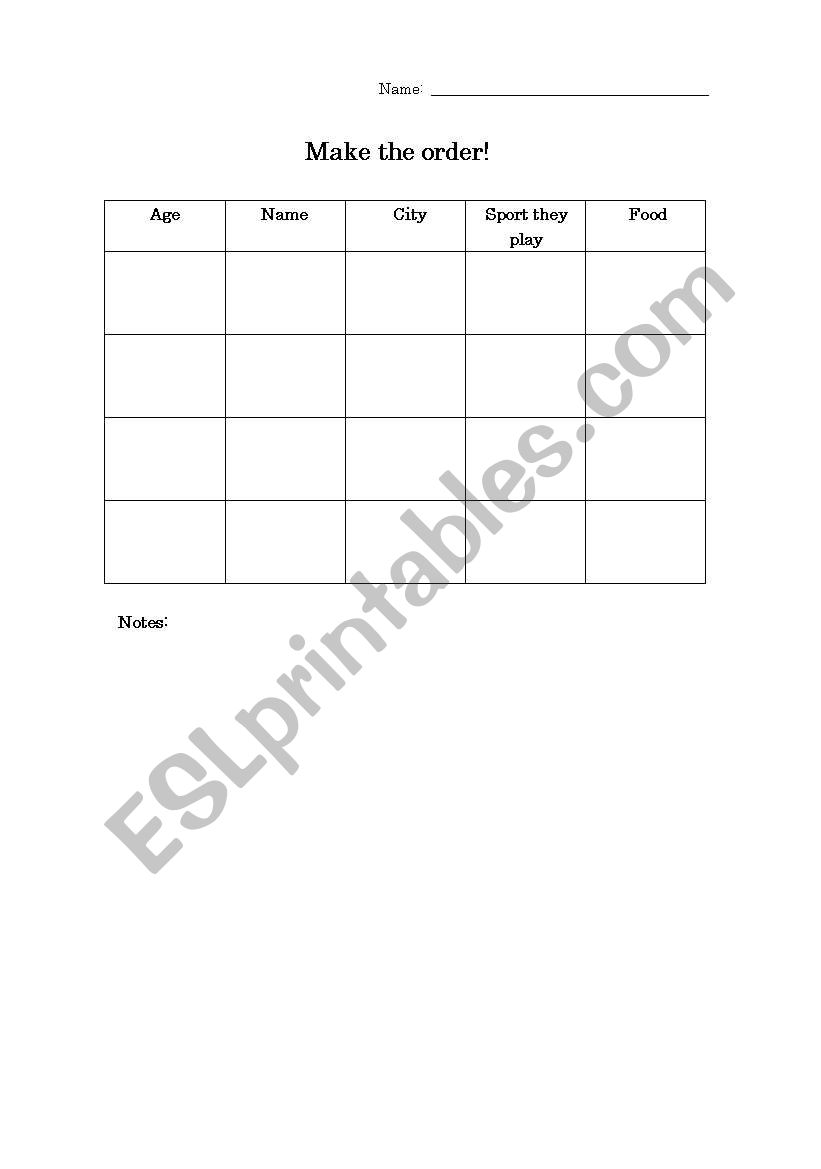 Puzzle-Use the clues to help you fill in the table.