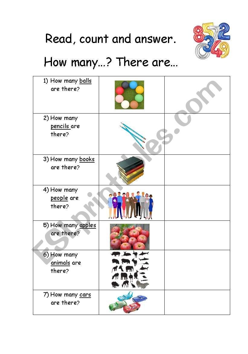 How many? worksheet