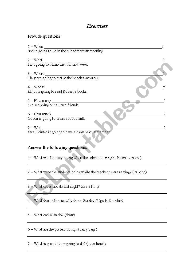 ING exercises worksheet