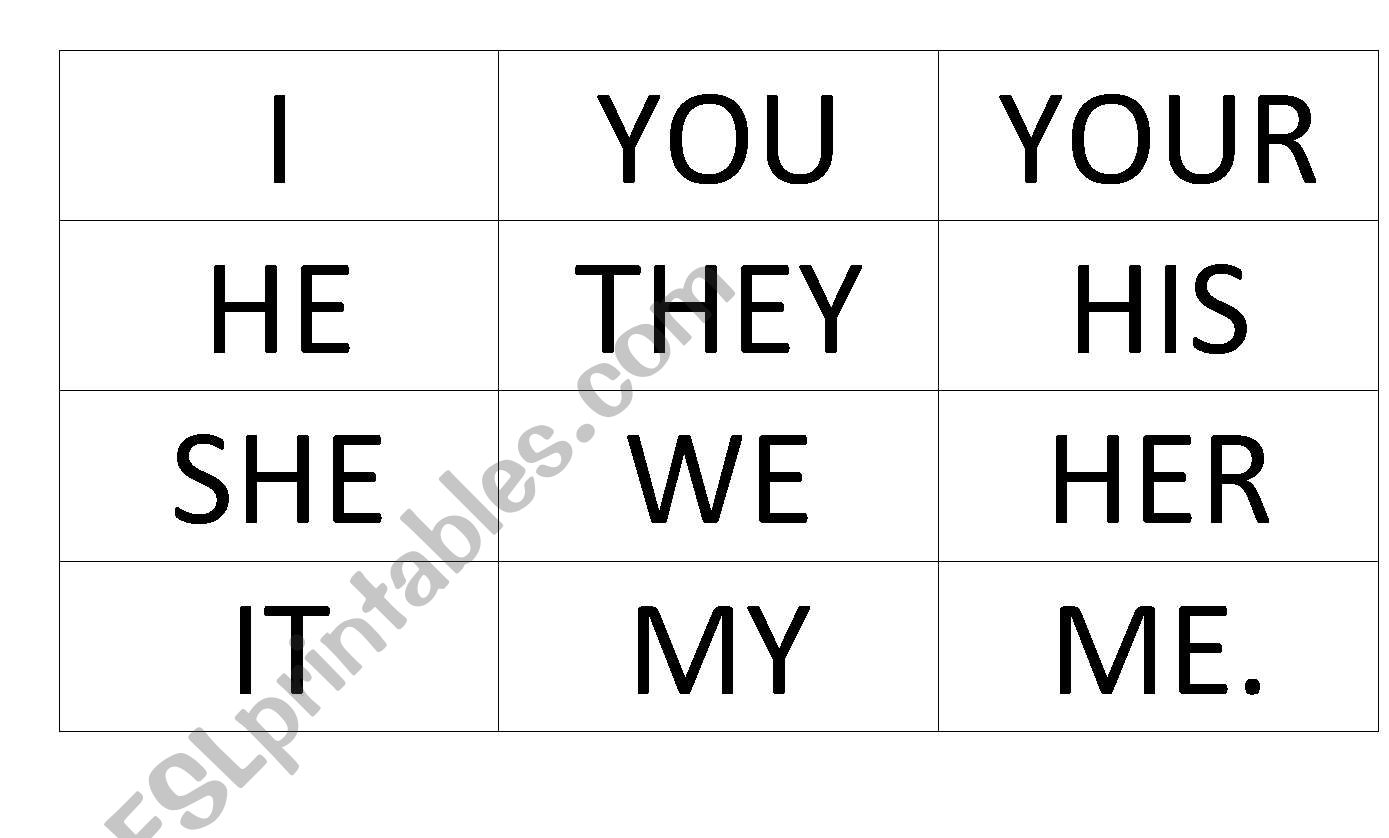 pronouns worksheet