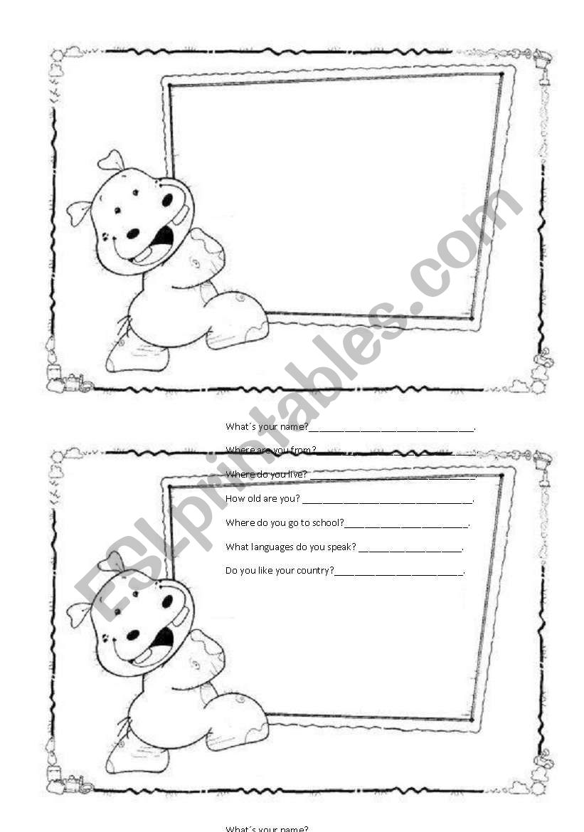 Personal information worksheet