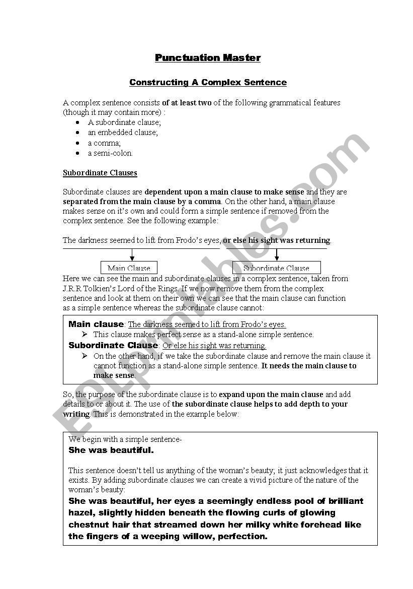 Using Subordinate and Embedded Clauses