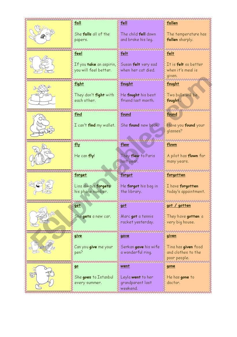 irregular verbs part 2 worksheet