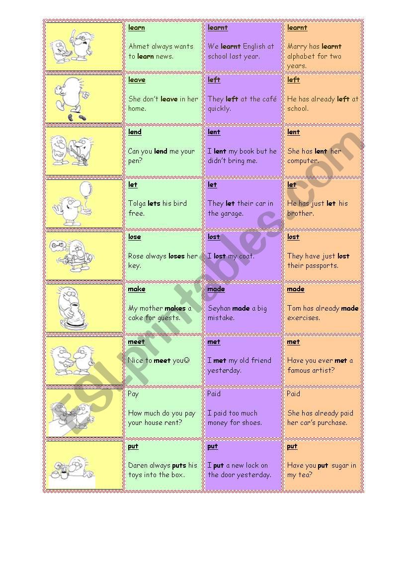 irregular verbs part 3 worksheet