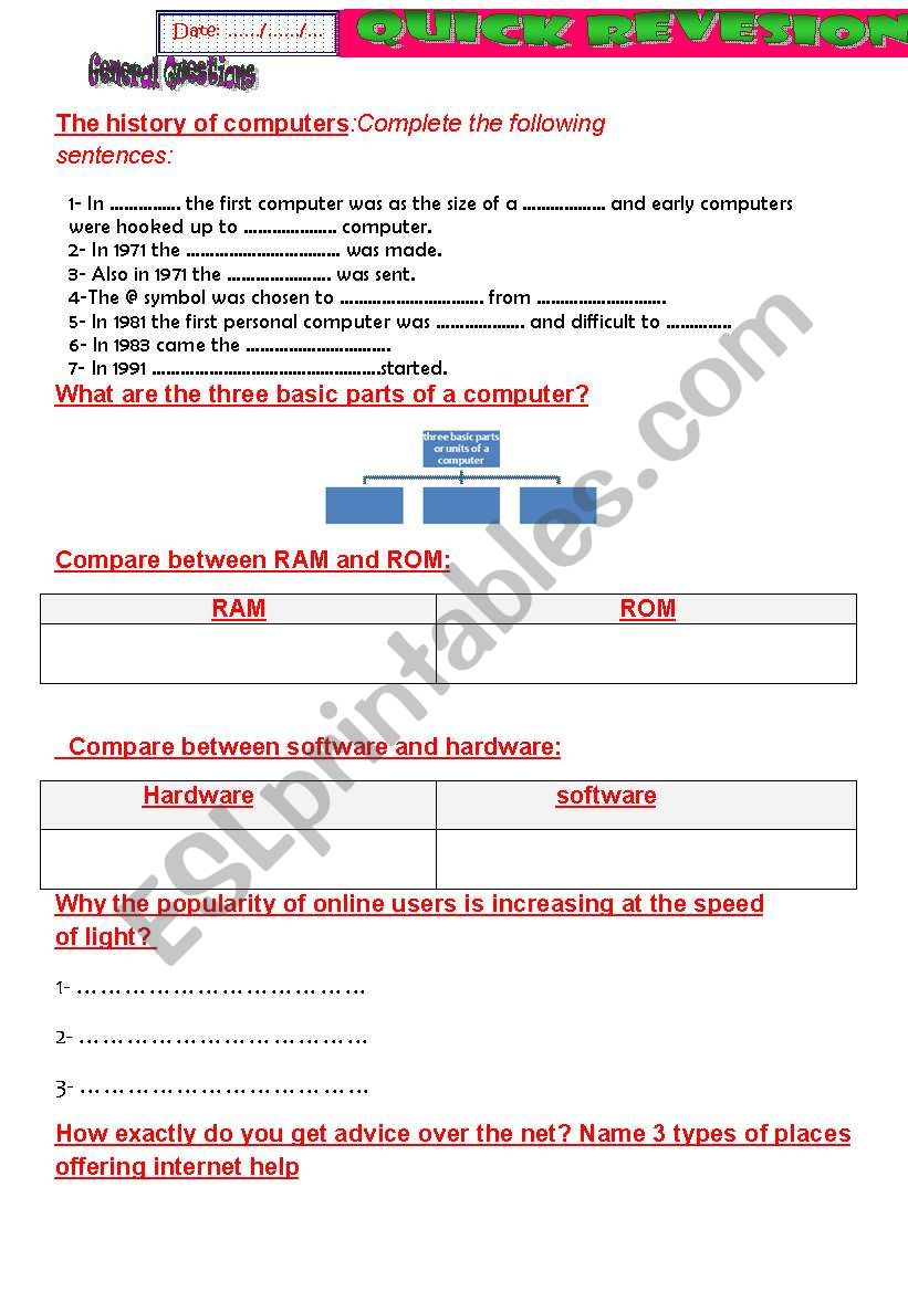 quick revision about computers