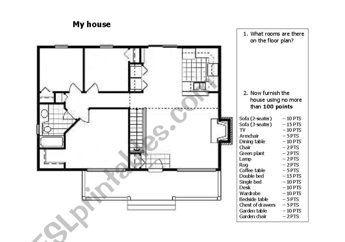 My house - group activity to review furniture items