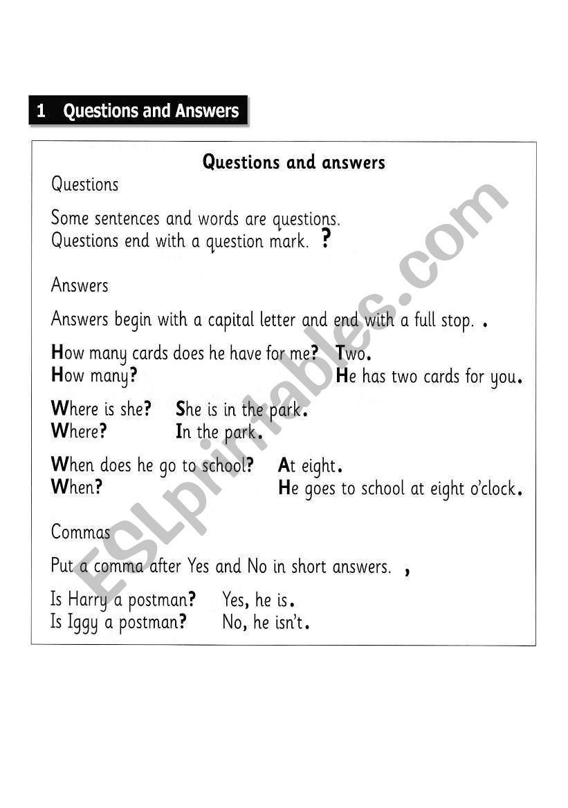 questions and answers worksheet