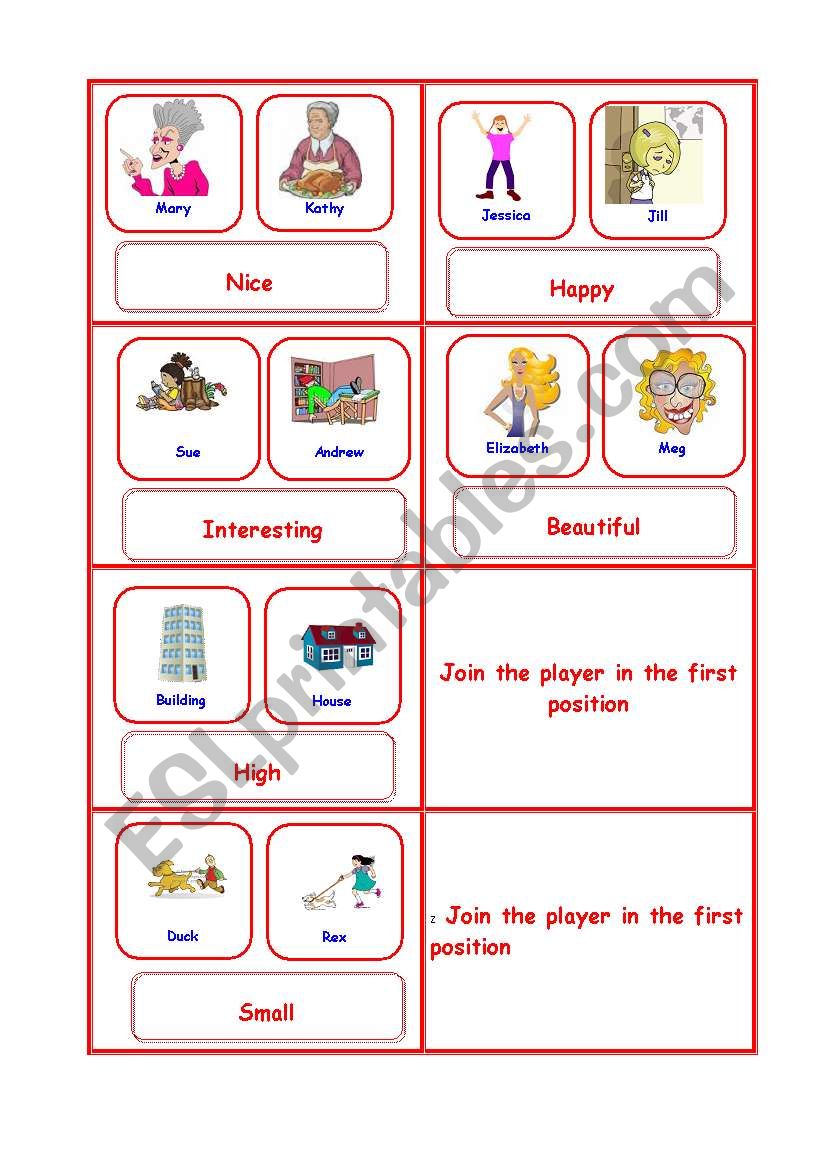 Comparison Board Game 4-5 worksheet