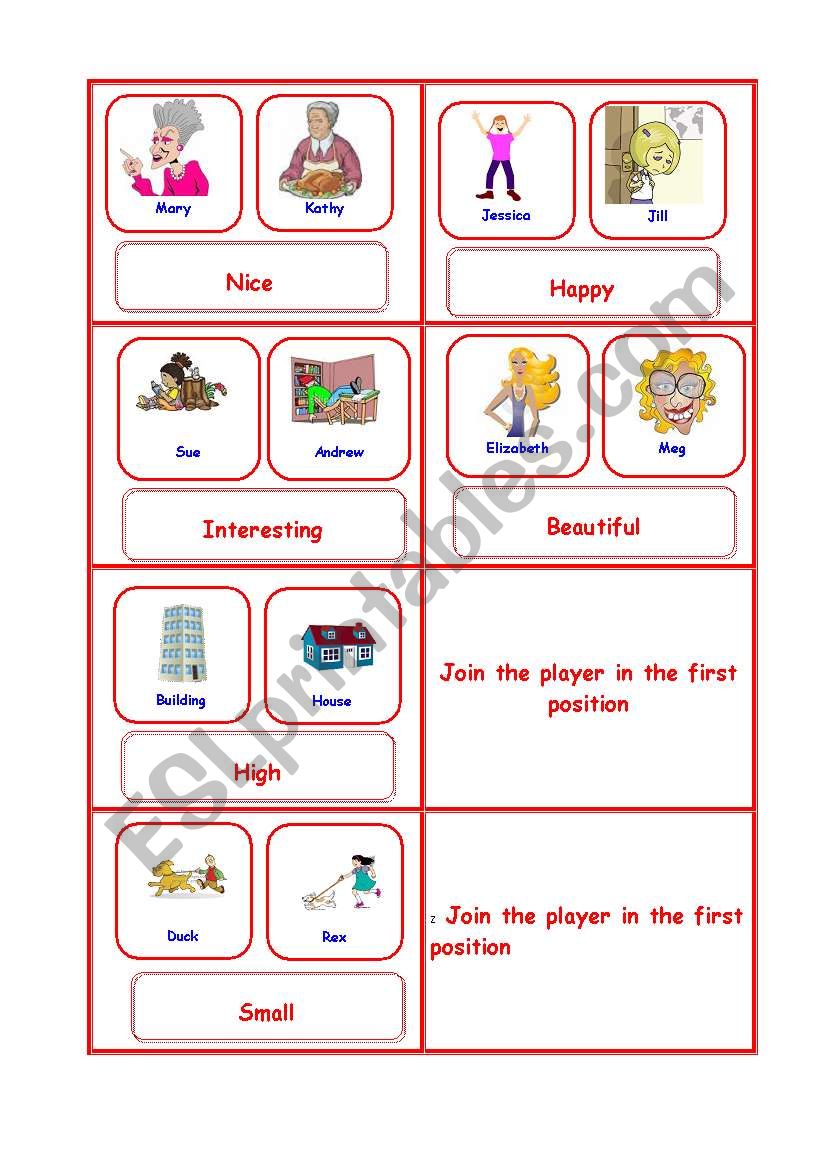 Comparison Board Game 4-5 worksheet