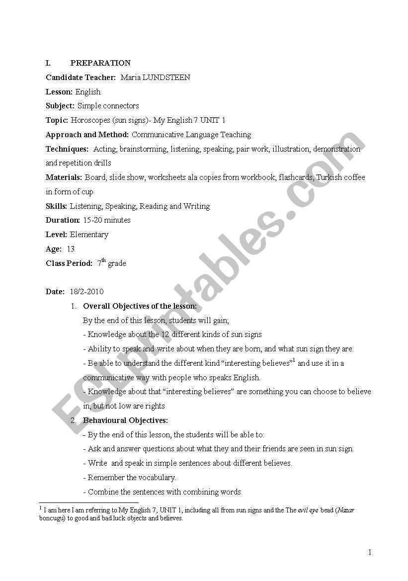 My english 7 unit 1 worksheet