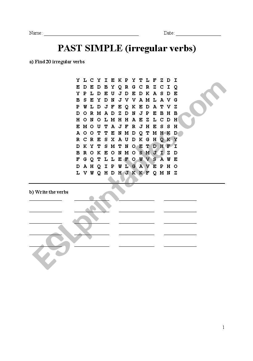 Past Simple (irregular verbs) worksheet