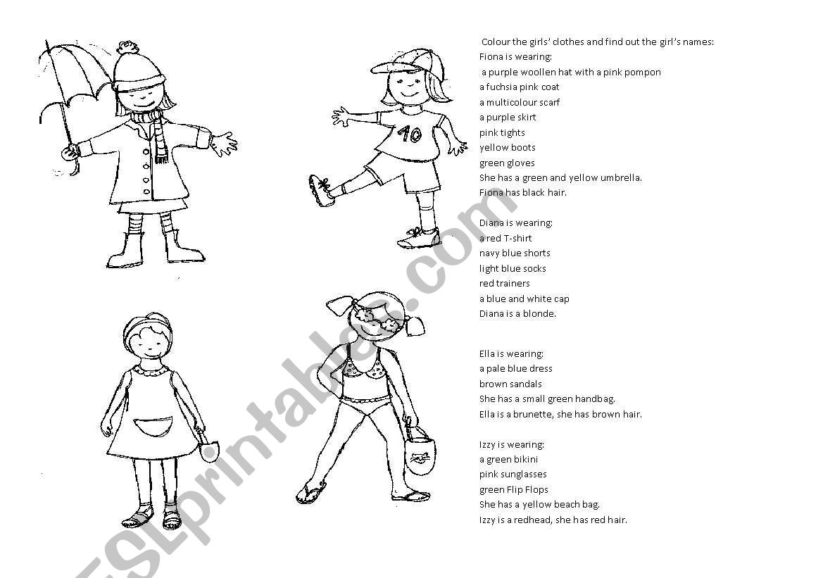 Clothes and colours - ESL worksheet by bzzbea
