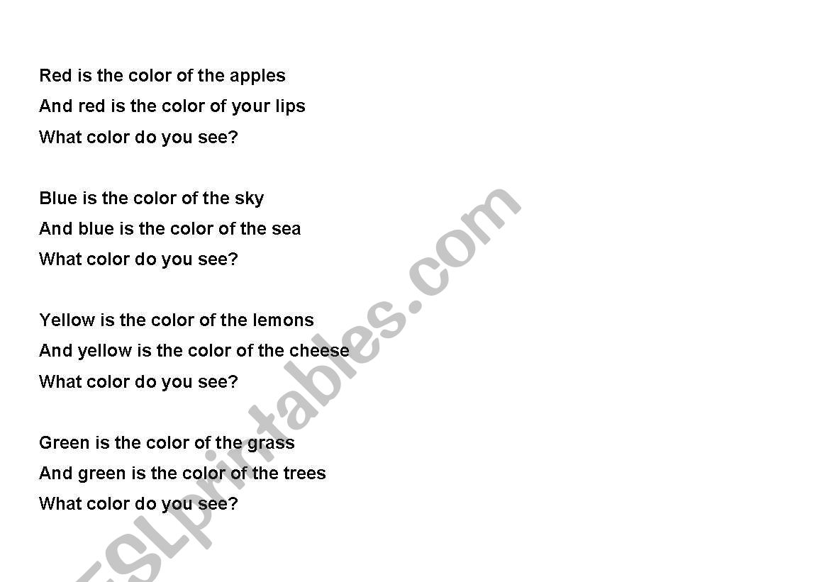 colours worksheet