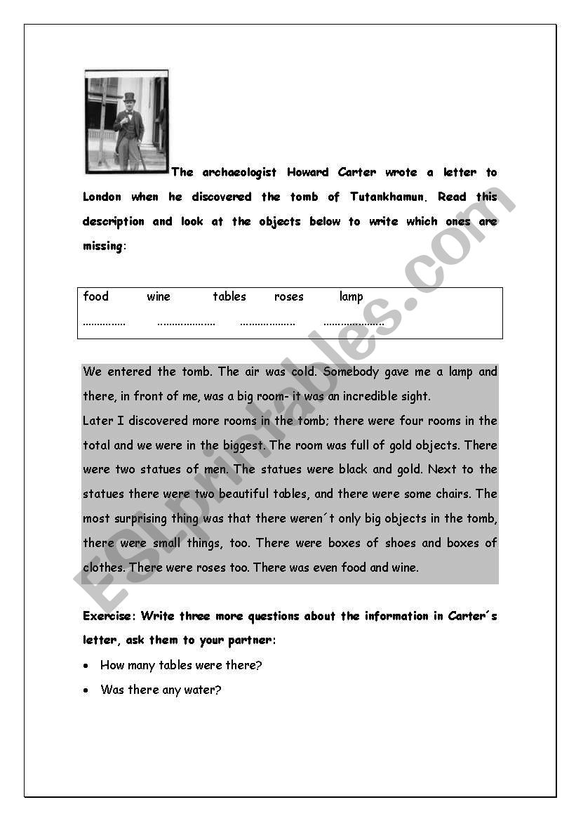 Howard Carter worksheet